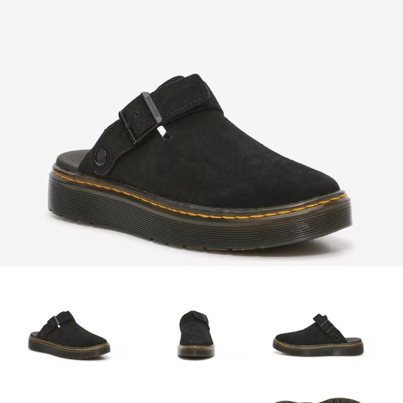 Dr. Martens Shoes - Dr Martens Black Suede Slip-On Clogs adjust strap & convertible 38